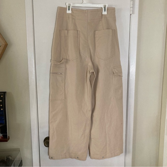 Zara high waisted blush pink wide leg cargo pants - Picture 8 of 15